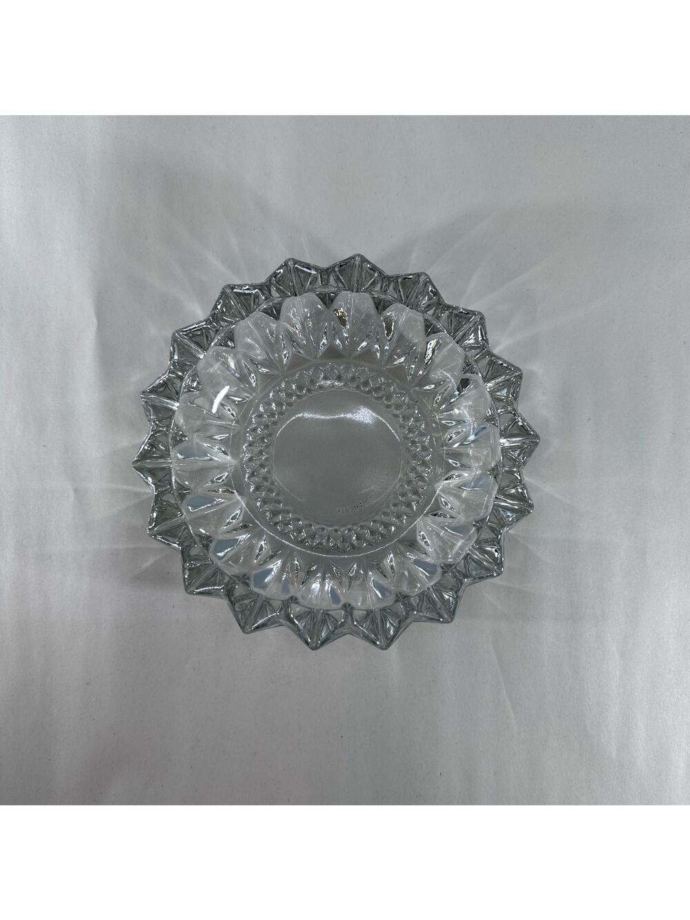 Vintage KIG Indonesia diamond Point Glass Ashtray/candy dish